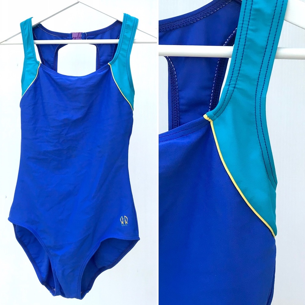 Vintage 90’s blue sport athletic one piece swimsuit bathing suit